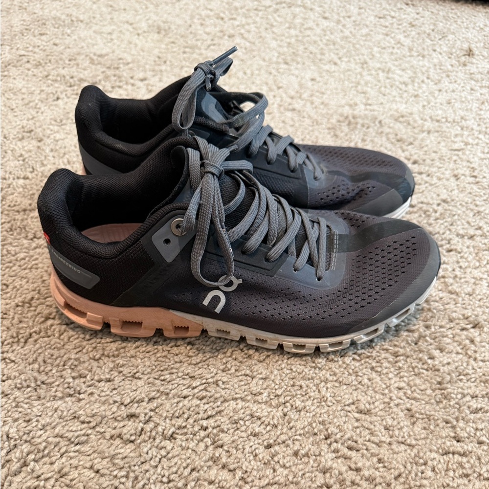 On Running Women's Black and Pink Sneakers
